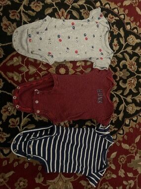 Carter's 3-Pack Baby Bodysuits - Gray, Red, Navy
